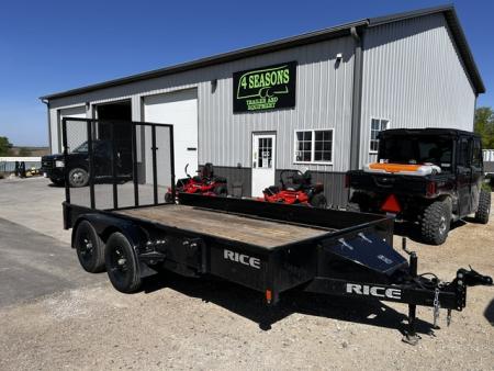 Used 2023 Rice Trailers 82 X14' TANDEM AXLE 5' GATE SOLID SIDE Utility Trailer