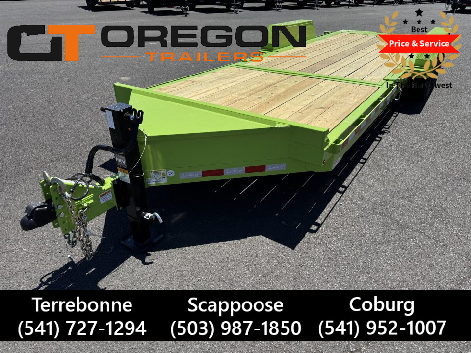 New 2026 Midsota 7x22 Split Tilt HD Equipment Trailer SAFETY GREEN 17.6K GVWR