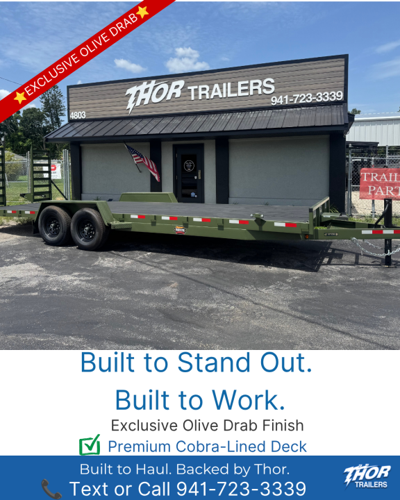 New 2027 Covered Wagon Trailers 7X24 14K P/T WOOD DECK RAMPS OLIVE GREEN Equipment with Cobra Lined Deck!