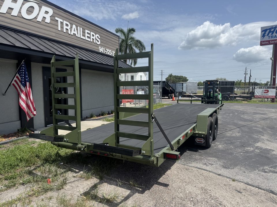 New 2027 Covered Wagon Trailers 7X24 14K P/T WOOD DECK RAMPS OLIVE GREEN Equipment with Cobra Lined Deck!