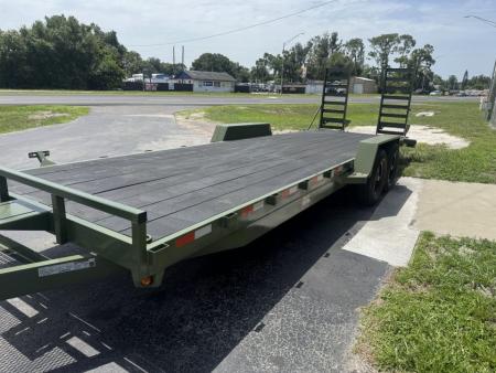 New 2027 Covered Wagon Trailers 7X24 14K P/T WOOD DECK RAMPS OLIVE GREEN Equipment with Cobra Lined Deck!