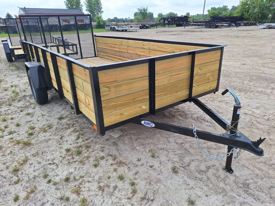 New 2026 AMO 76x14 High Woodside Utility Trailer W/ Led Lights and Spring Assist Gate