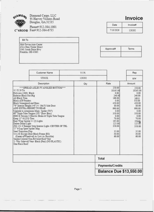 New 2027 Diamond Cargo 8.5' X 20' TA V-Nosed Enclosed Trailer/ 5 Year Warranty Cargo / Enclosed Trailer