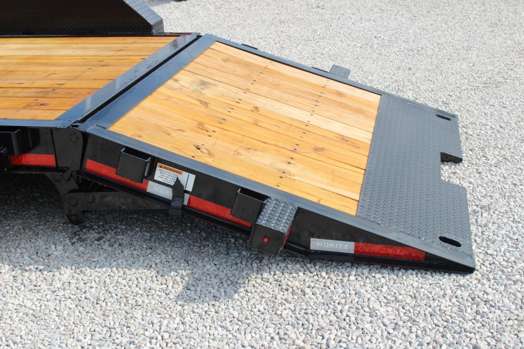 New 2026 Moritz 7' x 16' + 6' Low Pro - Hydraulic Power Tail - Equipment Trailer - 16000# GVW