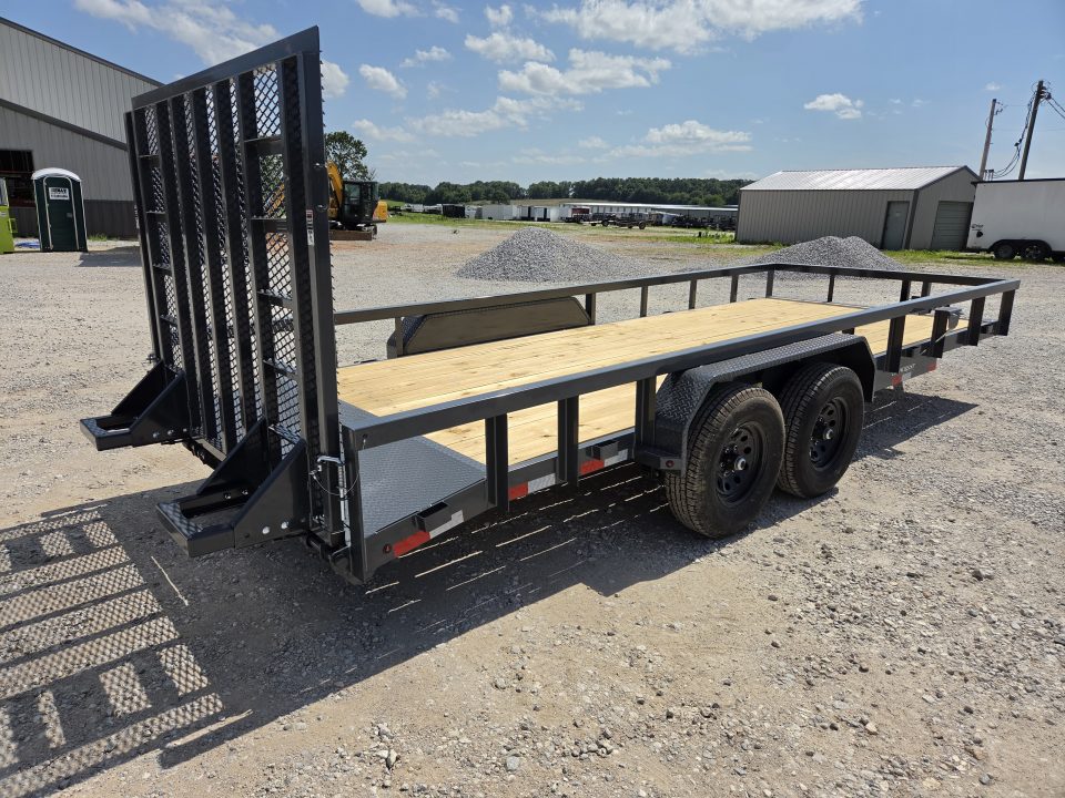 New 2027 Lamar 83X20 TANDEM 10K UTILITY W/3" TUBE TOP RAILING & 5' HD SPRING GATE W/DROP LEGS