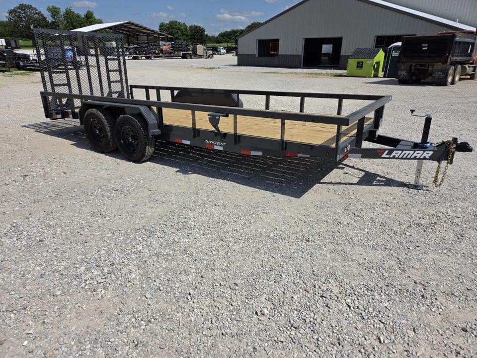 New 2027 Lamar 83X20 TANDEM 10K UTILITY W/3" TUBE TOP RAILING & 5' HD SPRING GATE W/DROP LEGS