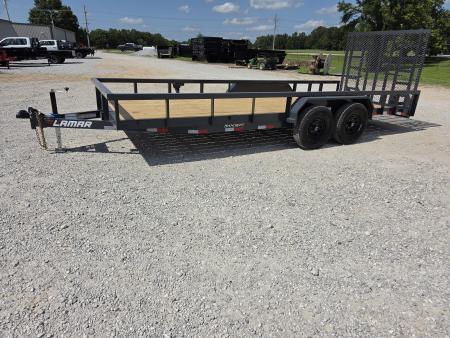 New 2027 Lamar 83X20 TANDEM 10K UTILITY W/3" TUBE TOP RAILING & 5' HD SPRING GATE W/DROP LEGS