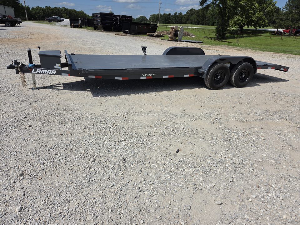 New 2026 Lamar 83X22 TANDEM 10K STEEL DECK CAR HAULER W/2' DOVE SLIDEOUT RAMPS & TOOLBOX