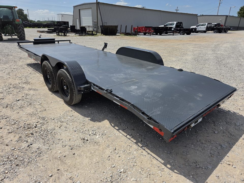 New 2026 Lamar 83X22 TANDEM 10K STEEL DECK CAR HAULER W/2' DOVE SLIDEOUT RAMPS & TOOLBOX