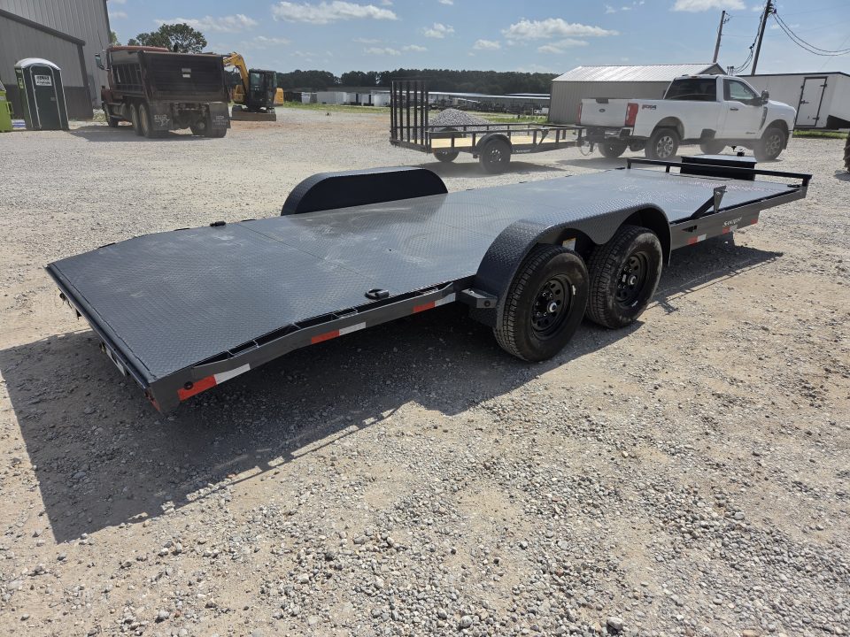 New 2026 Lamar 83X22 TANDEM 10K STEEL DECK CAR HAULER W/2' DOVE SLIDEOUT RAMPS & TOOLBOX
