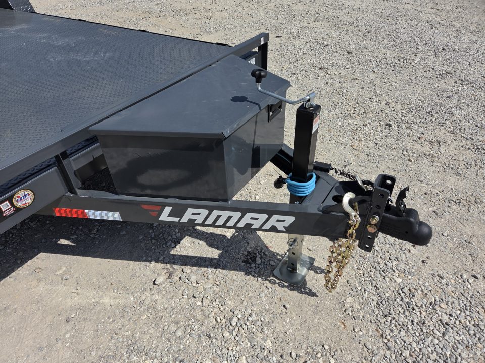 New 2026 Lamar 83X22 TANDEM 10K STEEL DECK CAR HAULER W/2' DOVE SLIDEOUT RAMPS & TOOLBOX