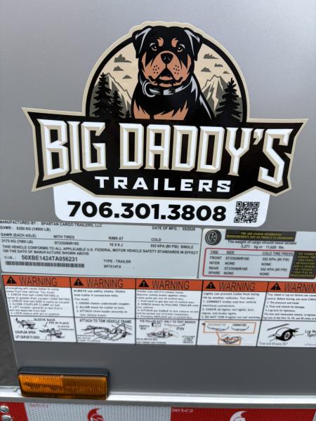 New 2027 Spartan 7X14 Enclosed Trailer, Pro-Series, 14K GVWR Big Package, 12" On Center Frame