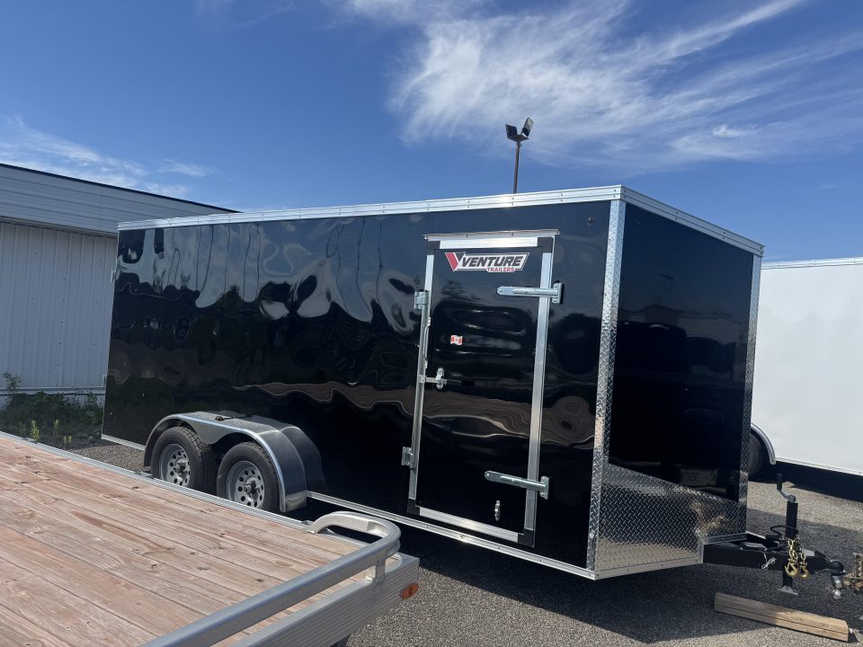 New NEW 2026 7X16 ENCLOSED TRAILER, REAR RAMP. MADE IN CANADA