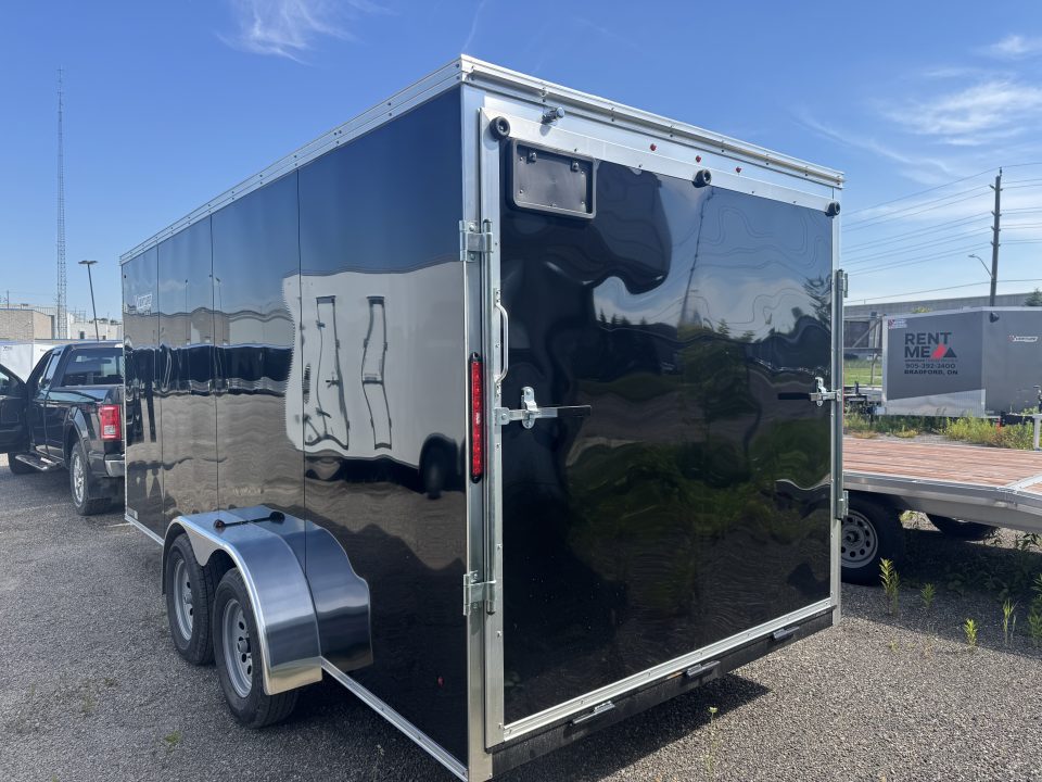 New NEW 2026 7X16 ENCLOSED TRAILER, REAR RAMP. MADE IN CANADA