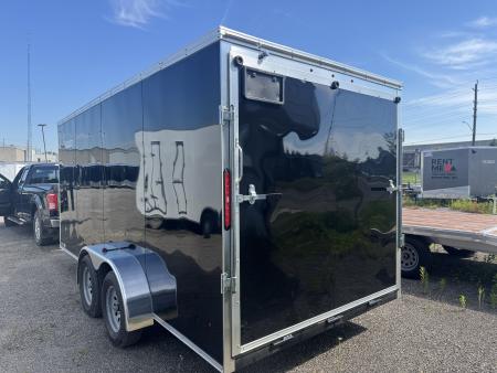 New NEW 2026 7X16 ENCLOSED TRAILER, REAR RAMP. MADE IN CANADA