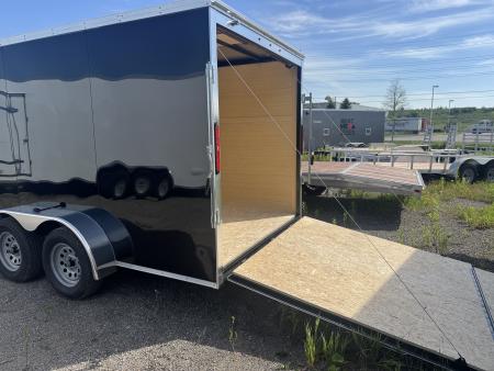 New NEW 2026 7X16 ENCLOSED TRAILER, REAR RAMP. MADE IN CANADA