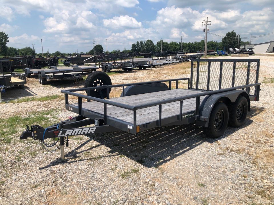 Used 2025 Lamar 83X14 TANDEM 7K UTILITY W / 2FT DOVE & 3FT RAMP GATE
