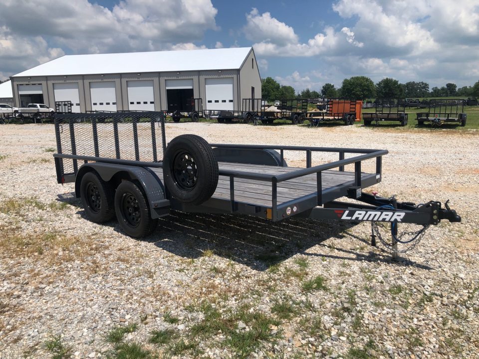 Used 2025 Lamar 83X14 TANDEM 7K UTILITY W / 2FT DOVE & 3FT RAMP GATE