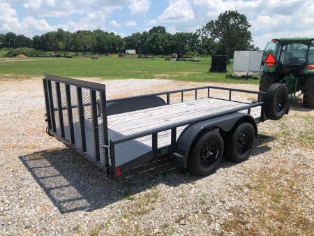 Used 2025 Lamar 83X14 TANDEM 7K UTILITY W / 2FT DOVE & 3FT RAMP GATE