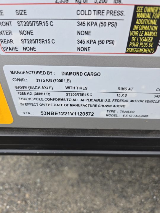 New 2027 Diamond Cargo 6X12TA2-3500 Cargo / Enclosed Trailer