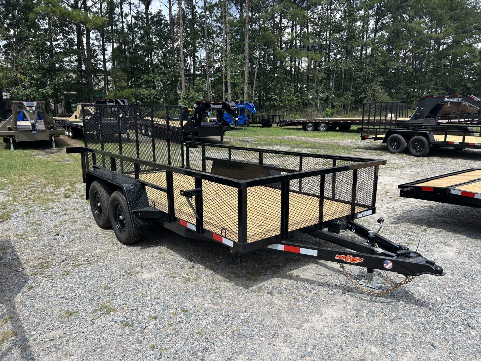 New 2026 Down 2 Earth 76X14 Utility Trailer, with 24" High Expanded Metal Sides with Spring Assist Ramp