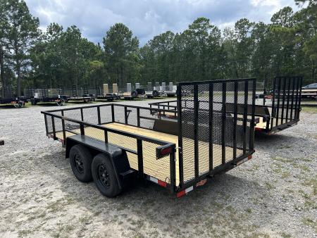 New 2026 Down 2 Earth 76X14 Utility Trailer, with 24" High Expanded Metal Sides with Spring Assist Ramp