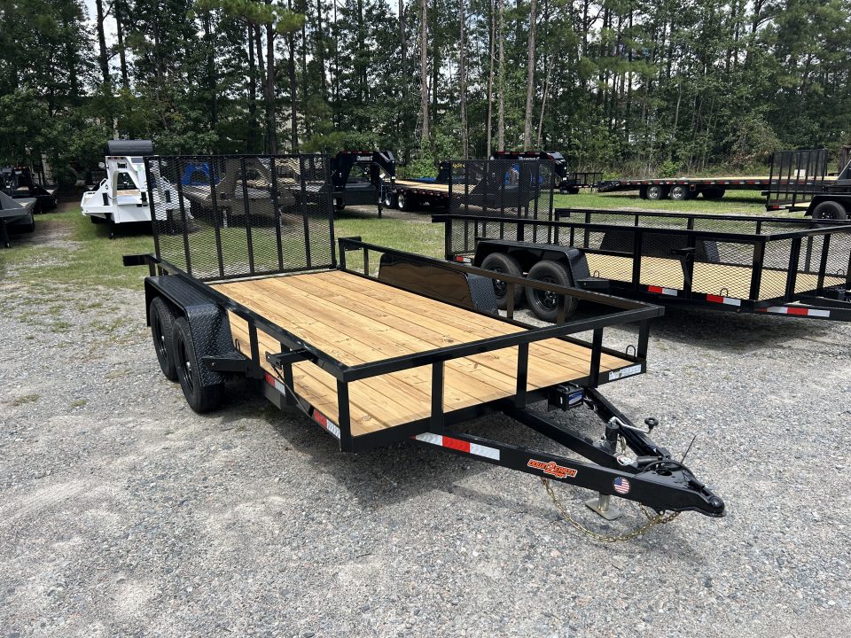 New 2026 Down 2 Earth 76x14 Utility Trailer, Brakes on Both Axles, Spring Assist Ramp Gate