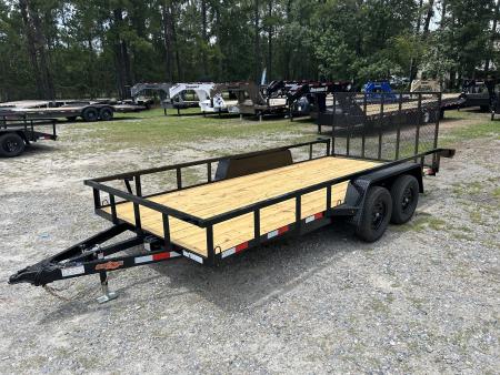 New 2026 Down 2 Earth 82X16 Utility Trailer,.. Brakes on Both Axles, Spring Assist Tubing Ramp Gate