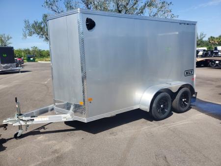 New 2027 ALCOM 6X12 TA 7000 LB GVWR ALUMINUM Cargo / Enclosed Trailer WITH 6'4" INTERIOR HEIGHT, BRAKES ON BOTH AXLES, 1 PIECE ALUMINUM ROOF, SCREWLESS EXTERIOR