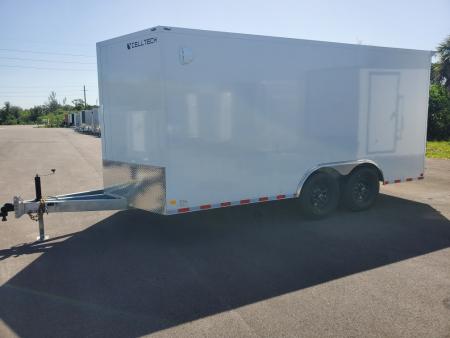 New 2026 Cell-Tech Trailers 8.5X16 TANDEM AXLE 14000 LB GVWR 2-7K TORSION AXLES Cargo / Enclosed Trailer WITH REAR RAMP DOOR W/FLAP, AIRCRAFT PANELS, GALVANIZED FRAME