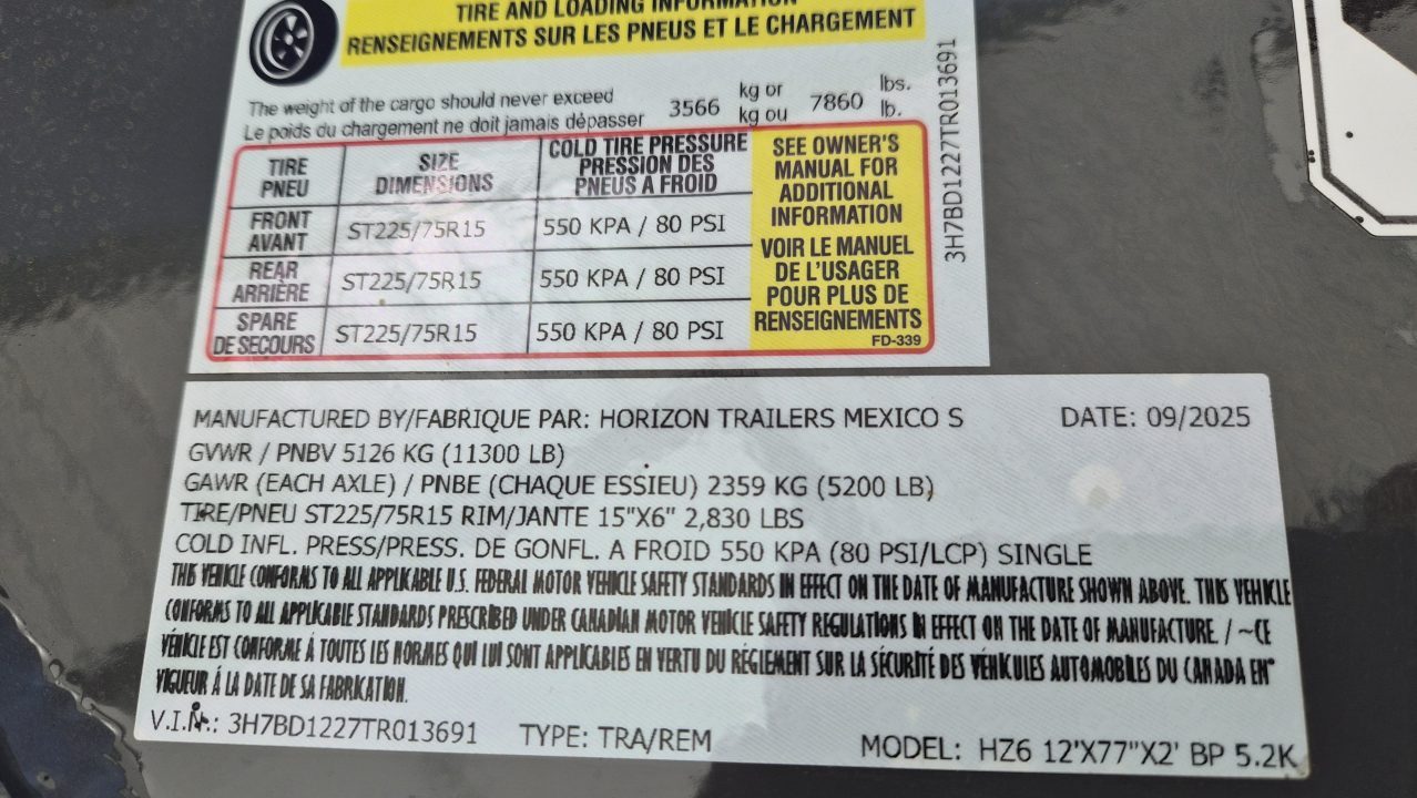 New 2026 Horizon Trailers HZ6 12' x 77"X2' BP 5.2K 2A DUMP TRAILER Dump Trailer