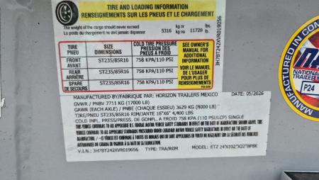 New 2026 Horizon Trailers ETZ 24' x 102" x 22" BP 17,000LBS TILT Equipment Trailer