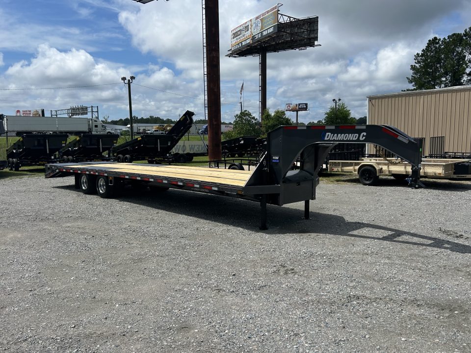New 2027 Diamond C FMAX212 Flatbed Trailer, 30ft Deck + 5ft Dovetail =35ft, 12K Axles, Max Ramps, Hydraulic Jacks