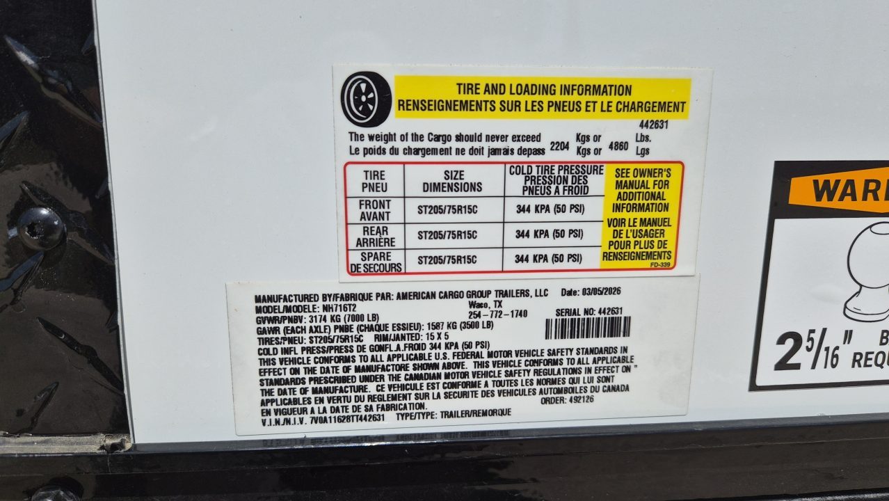 New 2025 American Hauler NH716T2 Cargo / Enclosed Trailer