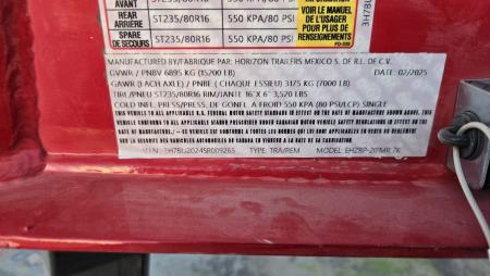 New 2025 Horizon Trailers EHZ 20' x 102" x 25" BP 7K 15,200LBS Equipment Trailer