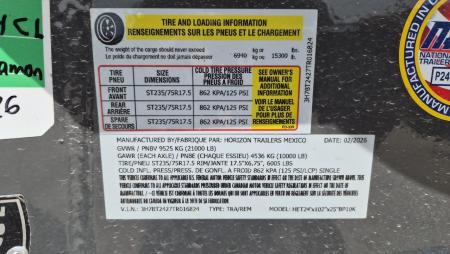 New 2026 Horizon Trailers HET 24' x 102" x 25" BP 21K TILT Equipment Trailer