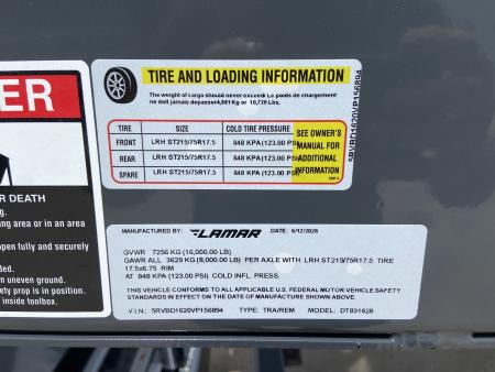 New Lamar 83"X16' DT 16K Telescopic Dump Trailer