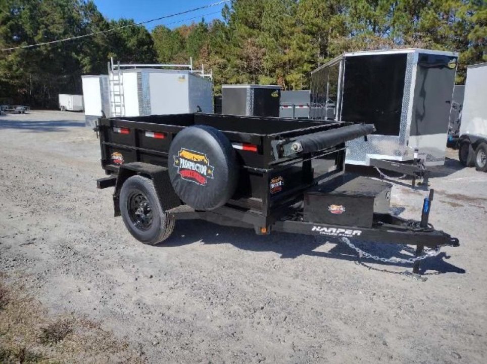 New 2027 PROSPECTOR 5X8 6K SINGLE AXLE DUMP TRAILER WITH 2' WALLS AND SPARE TIRE