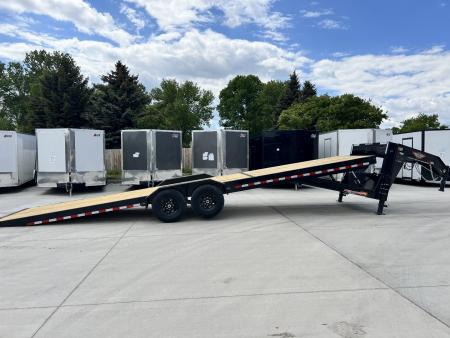 New 2026 H&H Trailers 30 gsneck 14K pwr tilt Flatbed Trailer