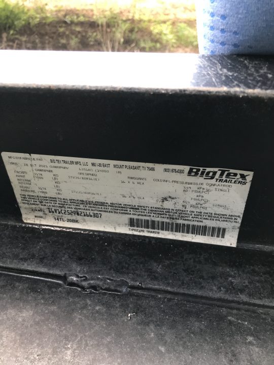 Used 2021 Big Tex Trailers 14TL-20BK Tilt Trailer