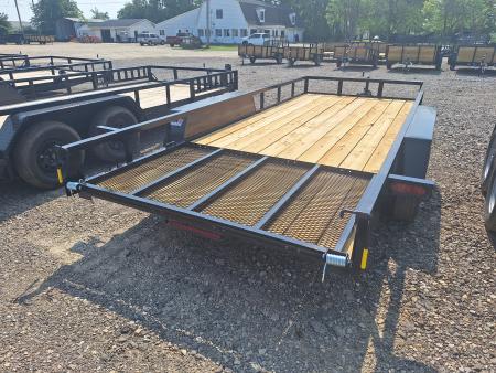 New 2026 AMO 76x16 Lowside Tandem Axle Landscape Trailer 1 Axle Brake, Led Lights, Spring Assist Gate
