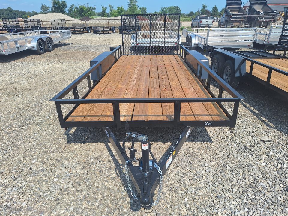 New 2026 AMO 76x16 Lowside Tandem Axle Landscape Trailer 1 Axle Brake, Led Lights, Spring Assist Gate
