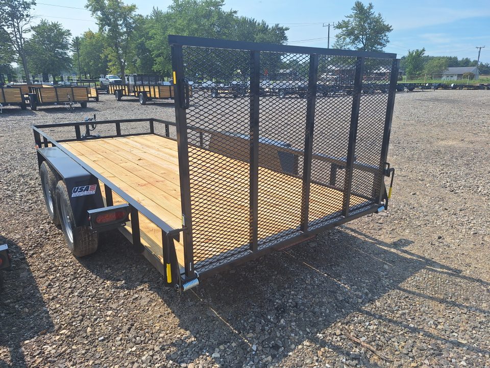 New 2026 AMO 76x16 Lowside Tandem Axle Landscape Trailer 1 Axle Brake, Led Lights, Spring Assist Gate