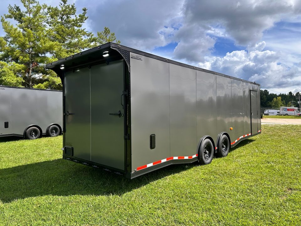 New 2026 Luxe 8.5x28 Race Trailer - Finished Interior- 7000lb Spread Torsion - RECESSED E-TRACK-Full Escape Door--Removable Fender