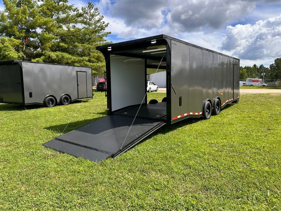 New 2026 Luxe 8.5x28 Race Trailer - Finished Interior- 7000lb Spread Torsion - RECESSED E-TRACK-Full Escape Door--Removable Fender