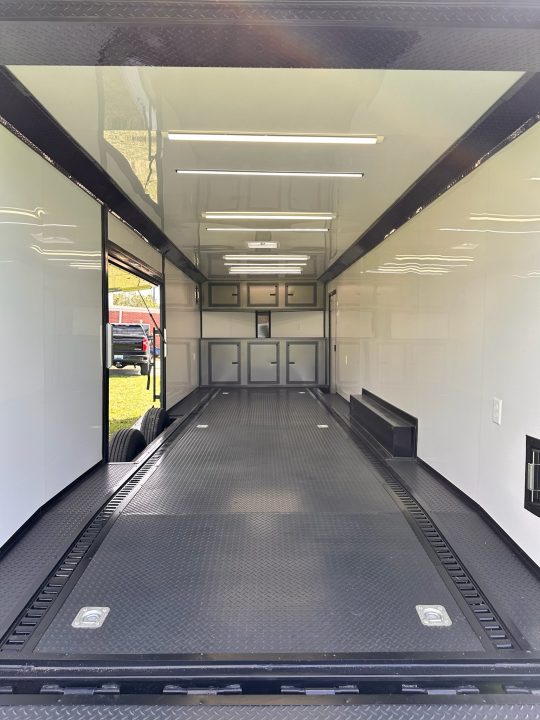 New 2026 Luxe 8.5x28 Race Trailer - Finished Interior- 7000lb Spread Torsion - RECESSED E-TRACK-Full Escape Door--Removable Fender