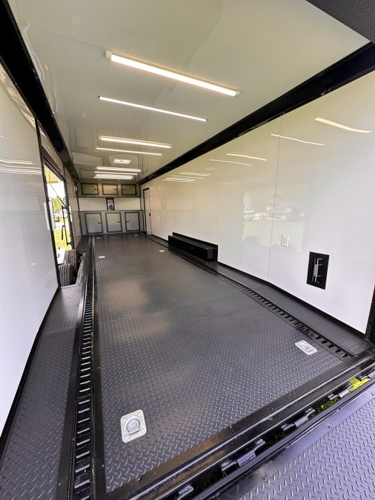 New 2026 Luxe 8.5x28 Race Trailer - Finished Interior- 7000lb Spread Torsion - RECESSED E-TRACK-Full Escape Door--Removable Fender