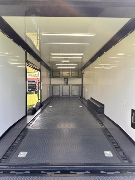 New 2026 Luxe 8.5x28 Race Trailer - Finished Interior- 7000lb Spread Torsion - RECESSED E-TRACK-Full Escape Door--Removable Fender