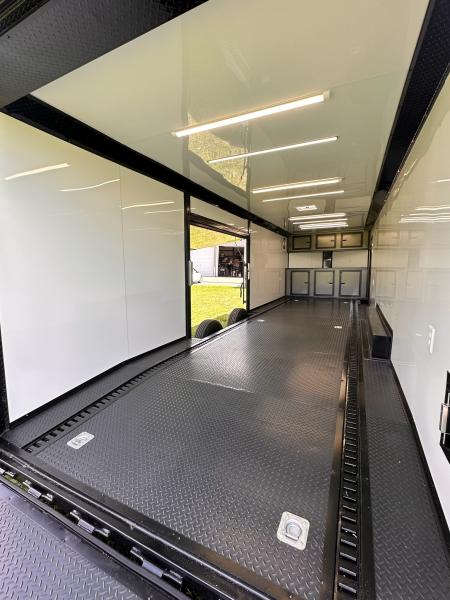 New 2026 Luxe 8.5x28 Race Trailer - Finished Interior- 7000lb Spread Torsion - RECESSED E-TRACK-Full Escape Door--Removable Fender