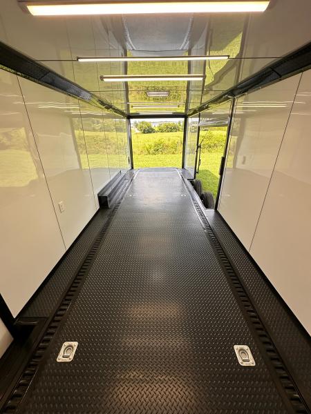 New 2026 Luxe 8.5x28 Race Trailer - Finished Interior- 7000lb Spread Torsion - RECESSED E-TRACK-Full Escape Door--Removable Fender